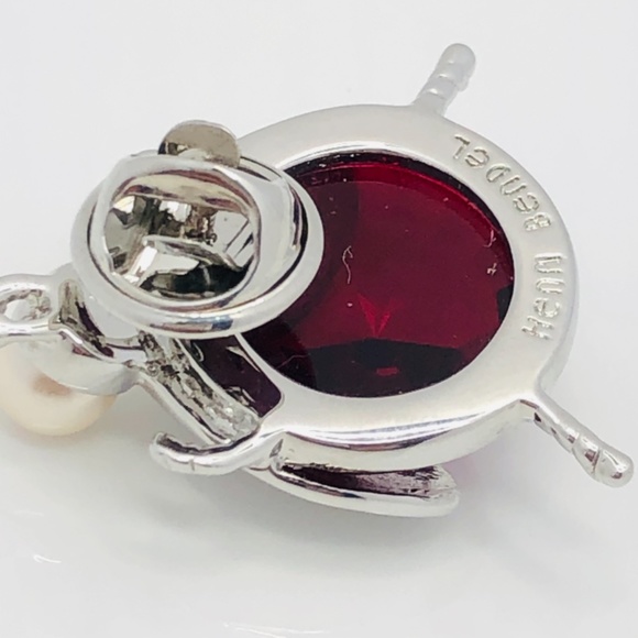 NEW Henri Bendel Silver & Ruby Beetle Brooch Pin - Picture 6 of 9